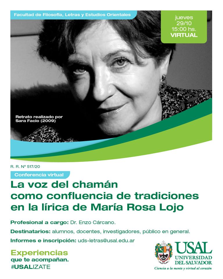 “La voz del chamán como confluencia de tradiciones en la lírica de María Rosa Lojo”. Conferencia del Dr. Enzo Cárcano y diálogo con la autora.