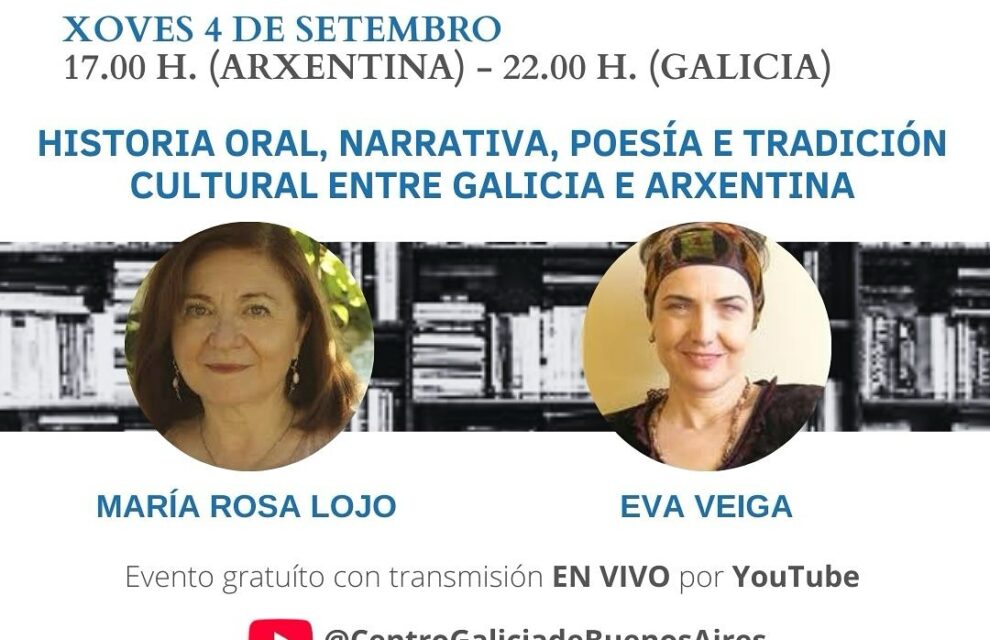 Tercer encuentro del ciclo “Ler Mulleres Galegas 2025”. Conducción de Micaela Fernández Darriba y Paula Villar. Invitadas: María Rosa Lojo y Eva Veiga. Centro Galicia de Buenos Aires, 4 de setiembre de 2025