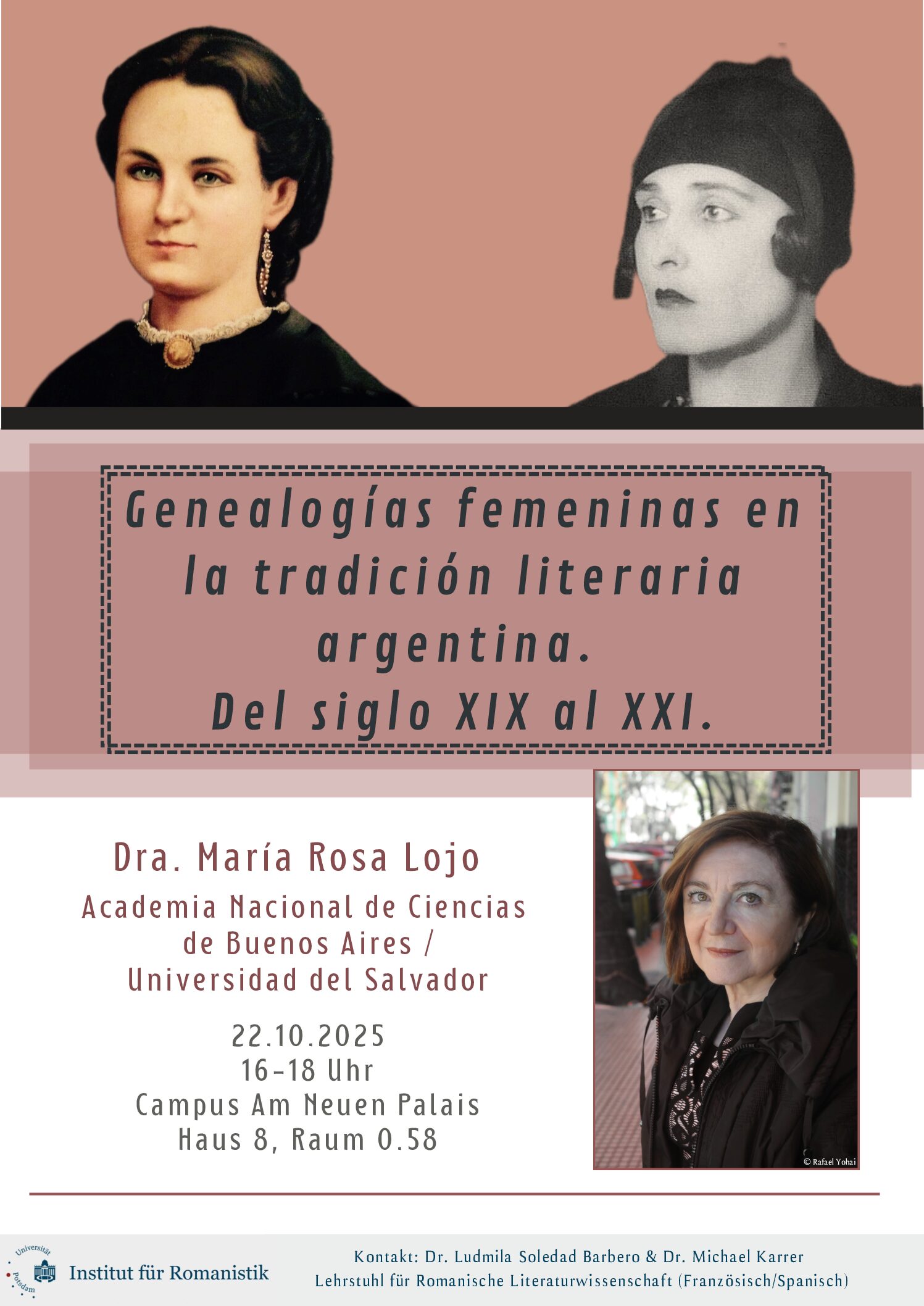 “Genealogías femeninas en la tradición literaria argentina, del siglo XIX al XXI”.Conferencia de María Rosa Lojo, Universidad de Potsdam, 22 de octubre de 2025.