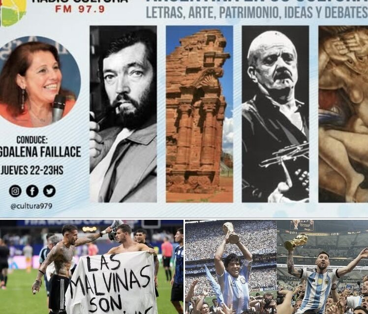 María Rosa Lojo en “Argentina en Su Cultura. Letras, Arte, Patrimonio, Ideas y Debates.” Programa onducido por Magdalena Faillace. Radio Cultura, FM 97.9. Emisión del 30 de julio ’26 de “Argentina en su cultura”: el fútbol en el ADN de los argentinos. Diálogo con los escritores María Rosa Lojo y Sergio Olguín y con el periodista cultural Osvaldo Quiroga.
